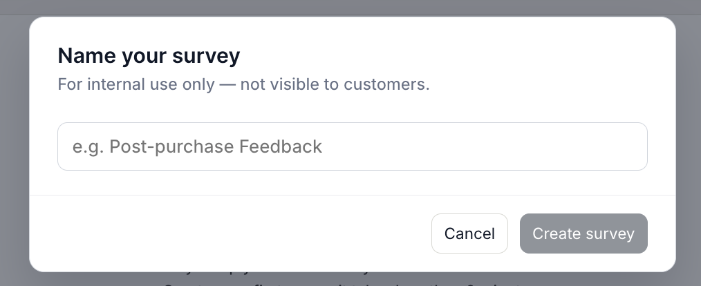 Name Your Survey Popup