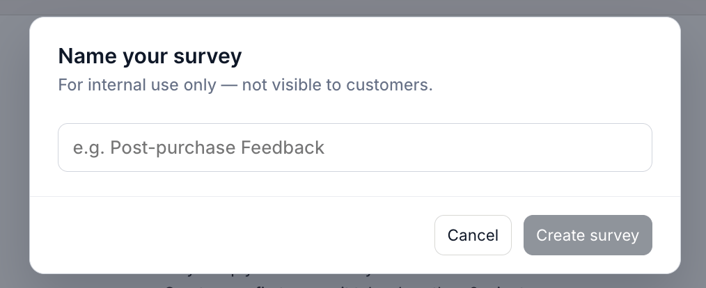 Name Your Survey Popup