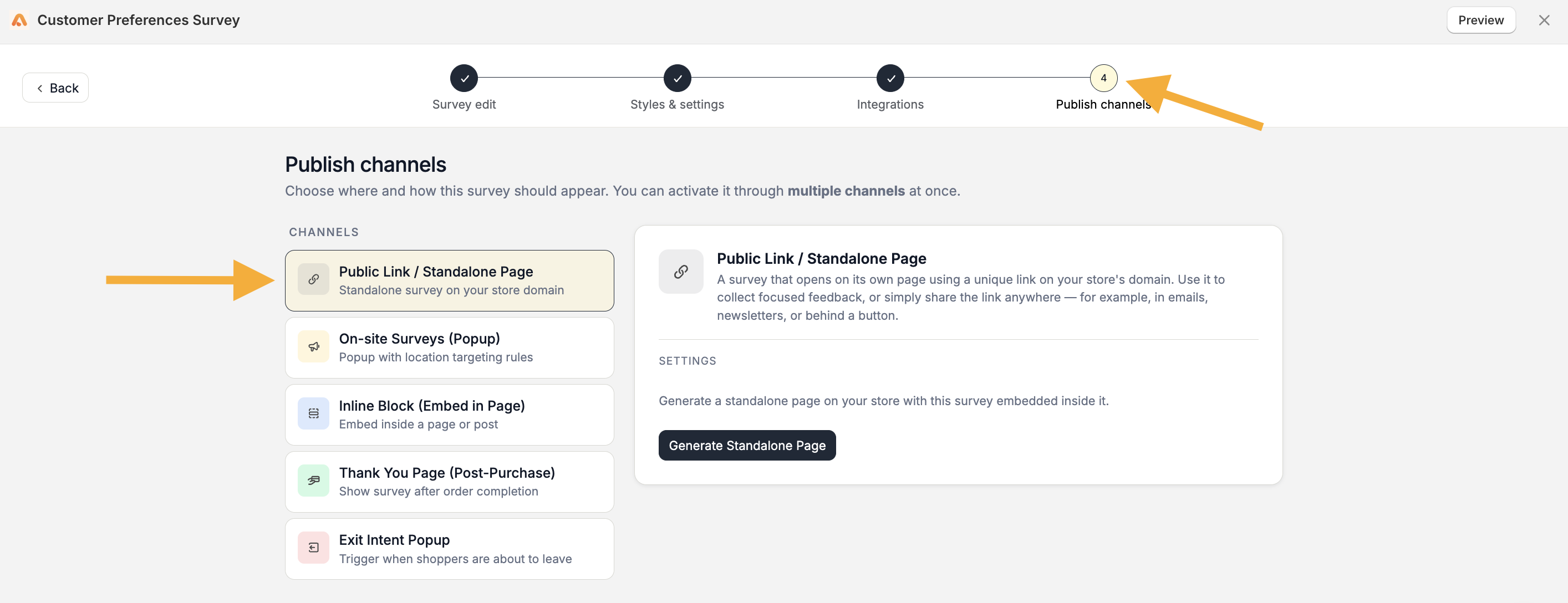 Publish Channel Standalone Page