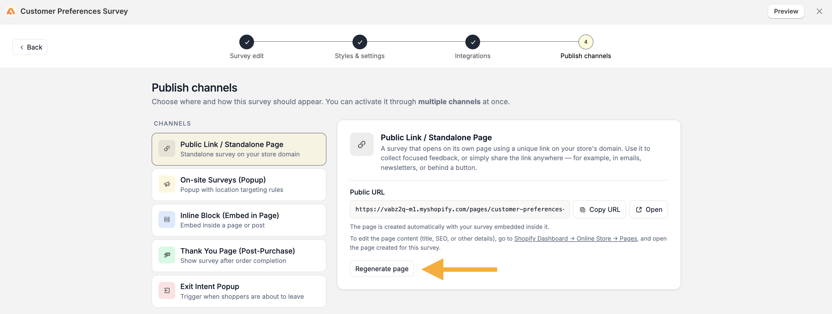 Regenerate Page Button