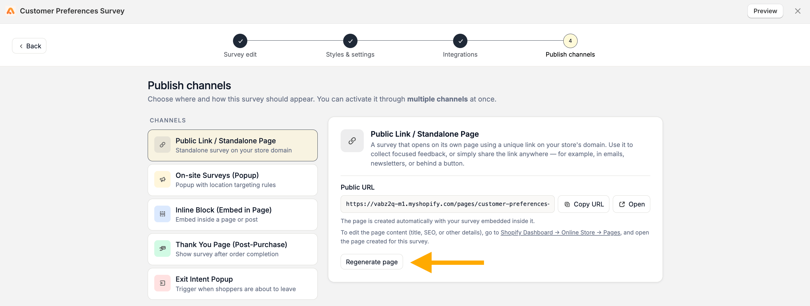 Regenerate Page Button