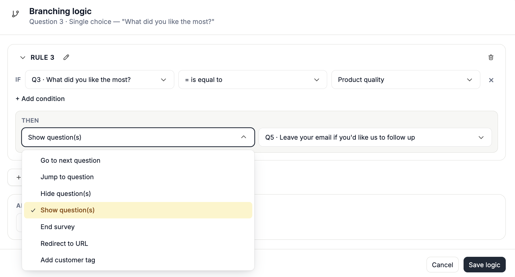 Show Questions Survey
