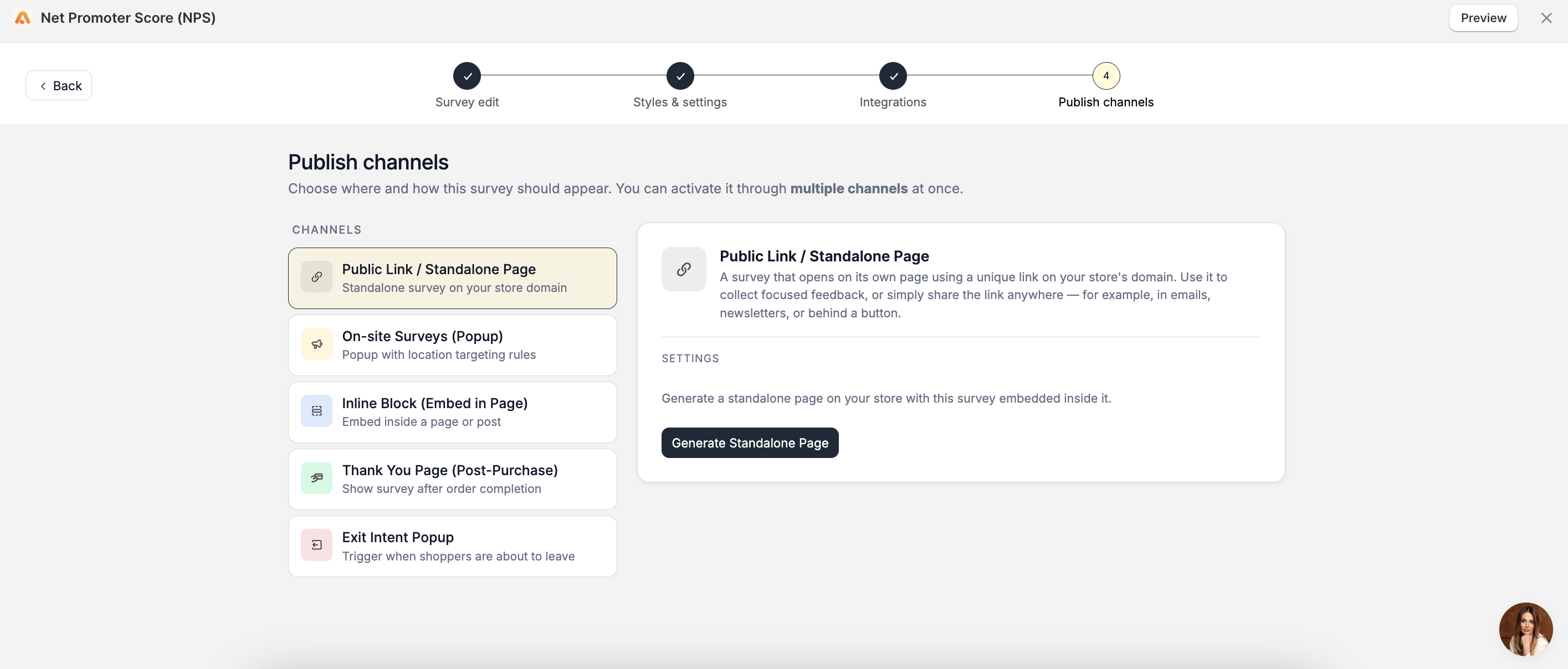 Survey Publish Types