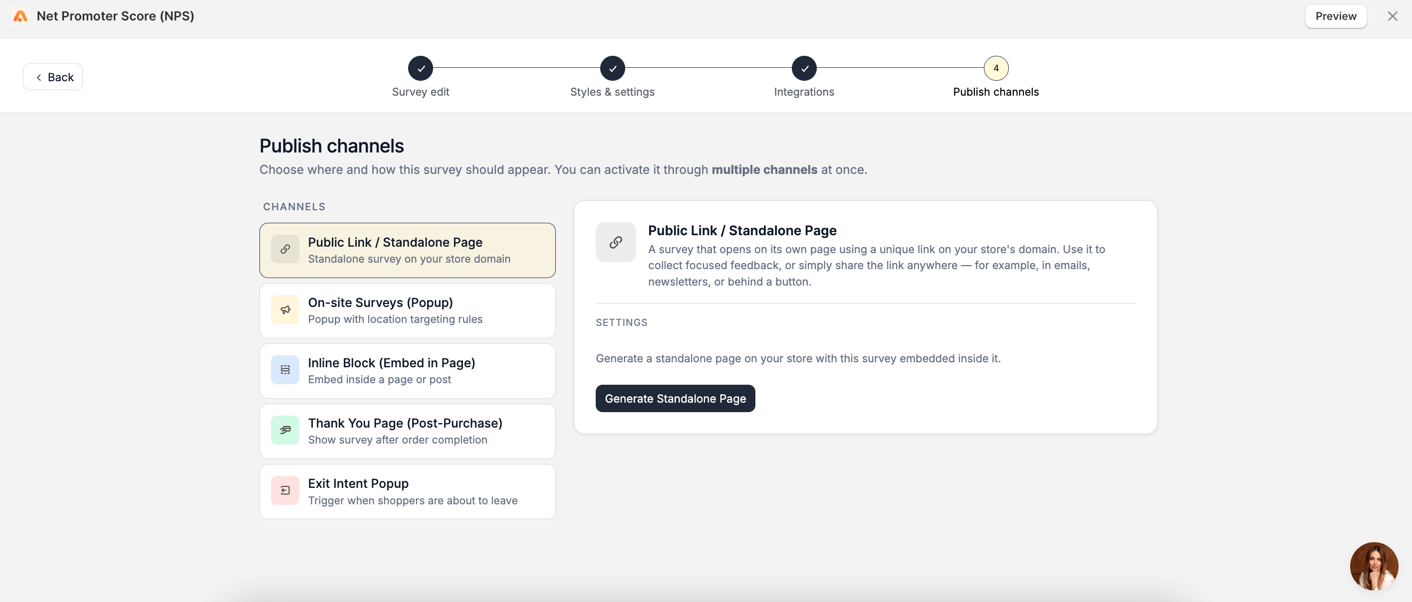 Survey Publish Types