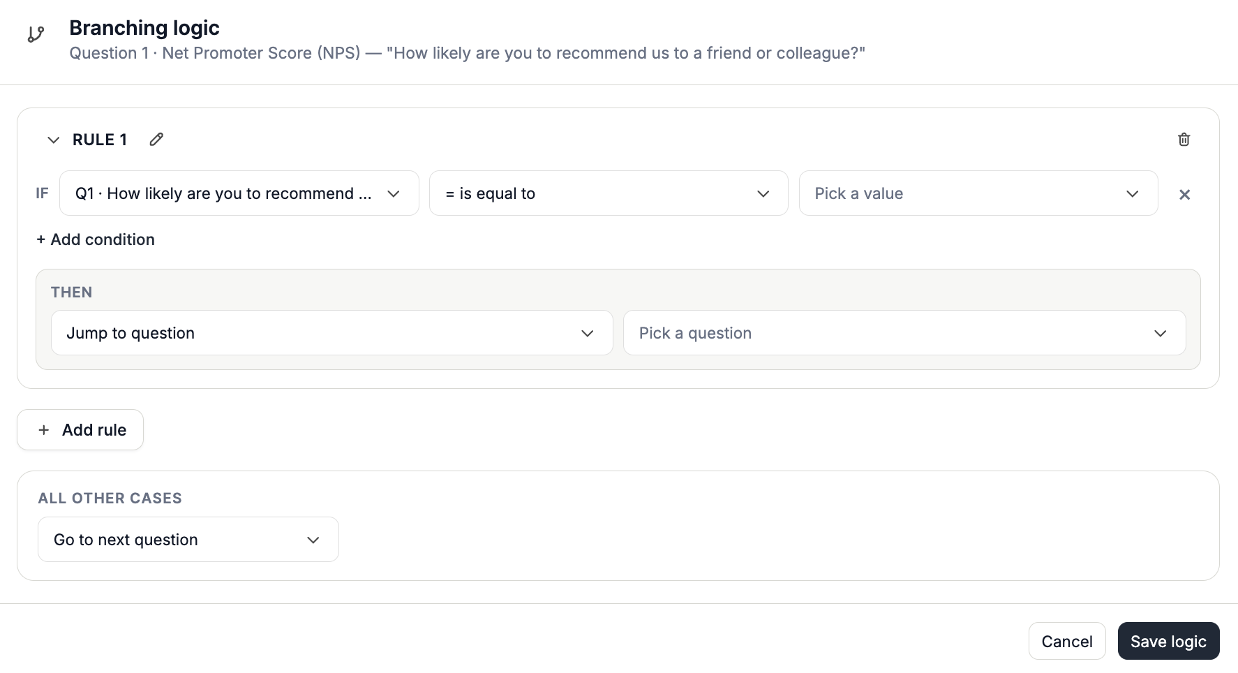 Survey Rule Page