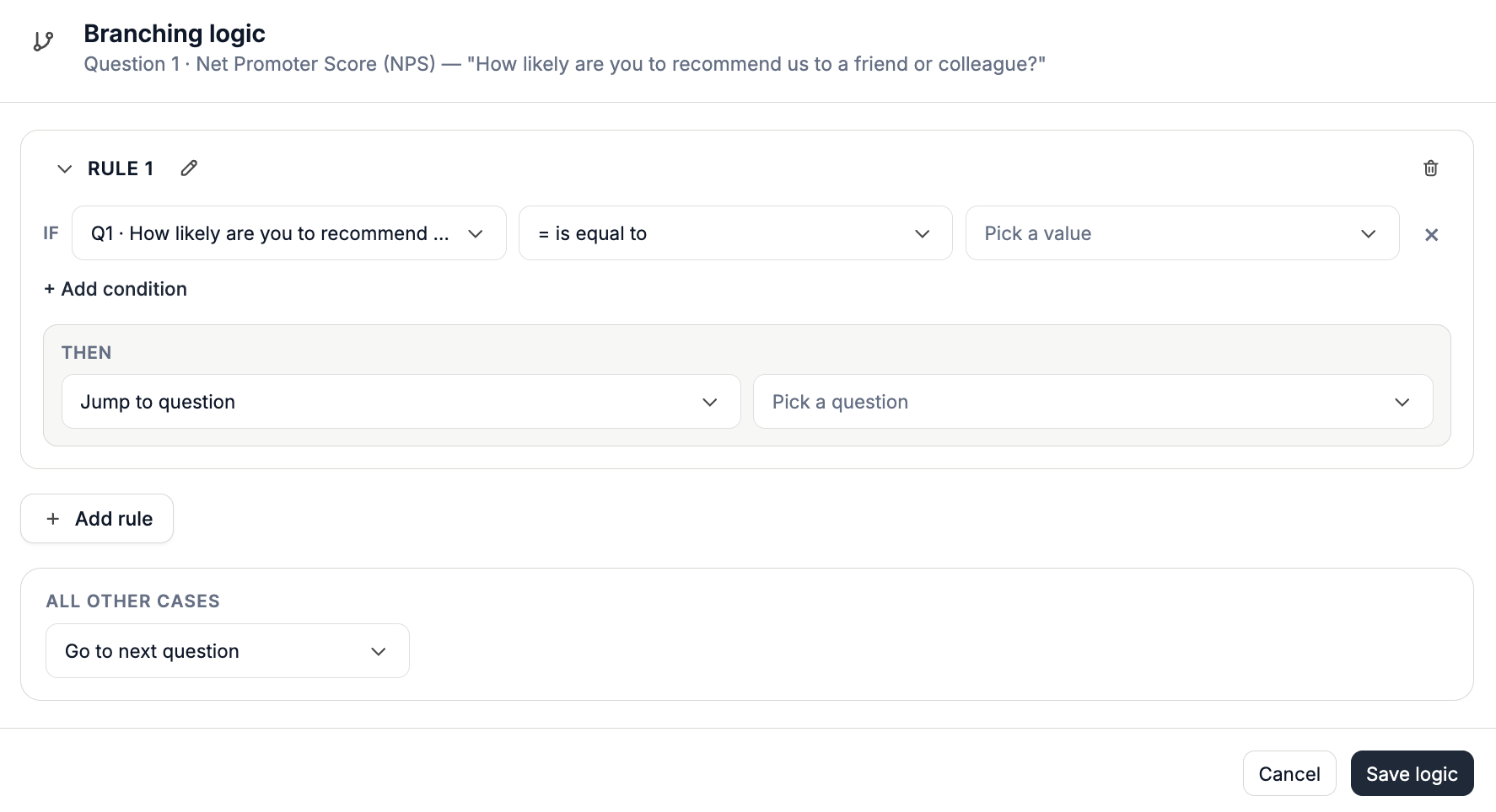 Survey Rule Page