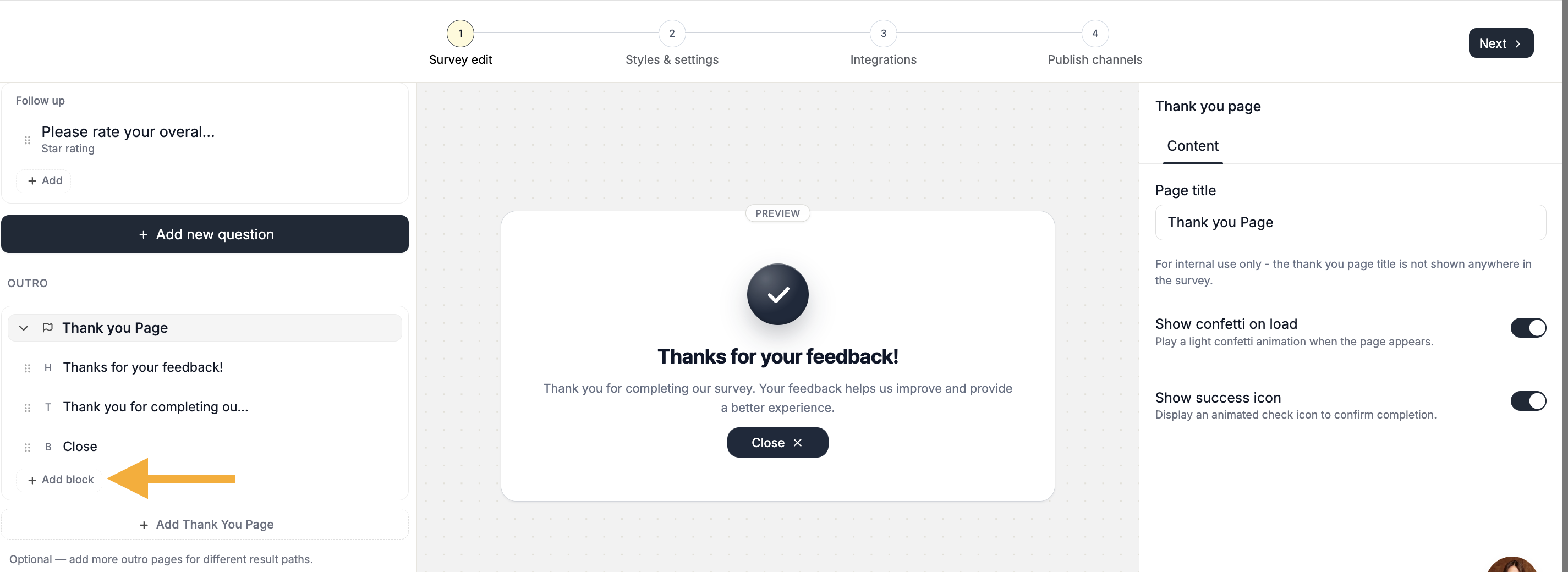 Thank You Page Block