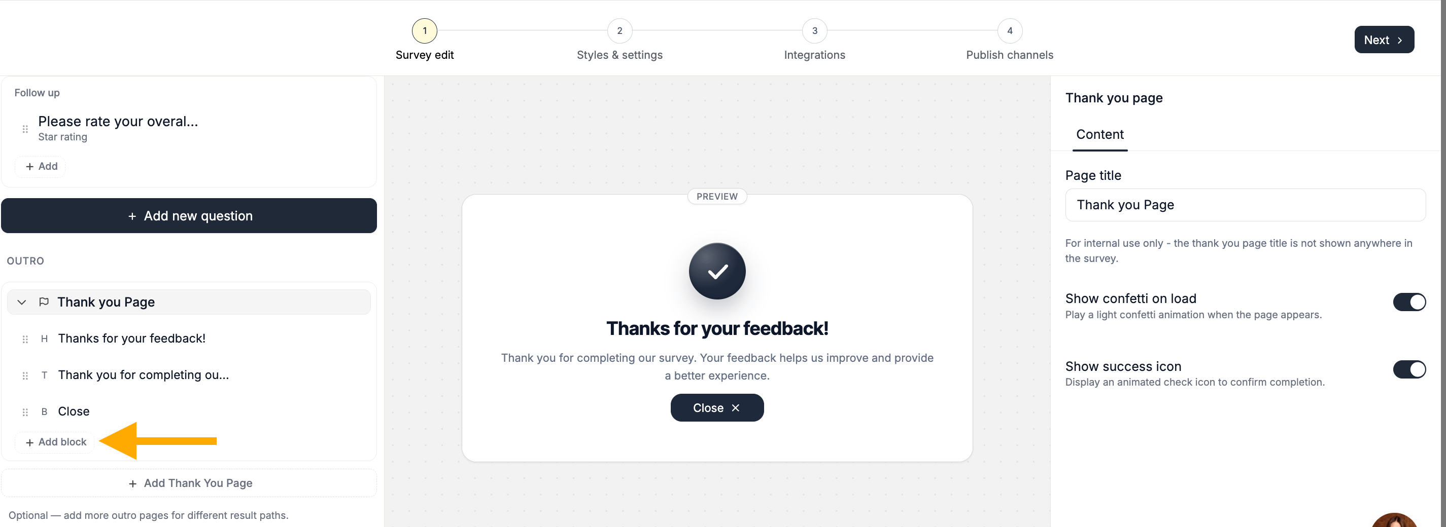 Thank You Page Block