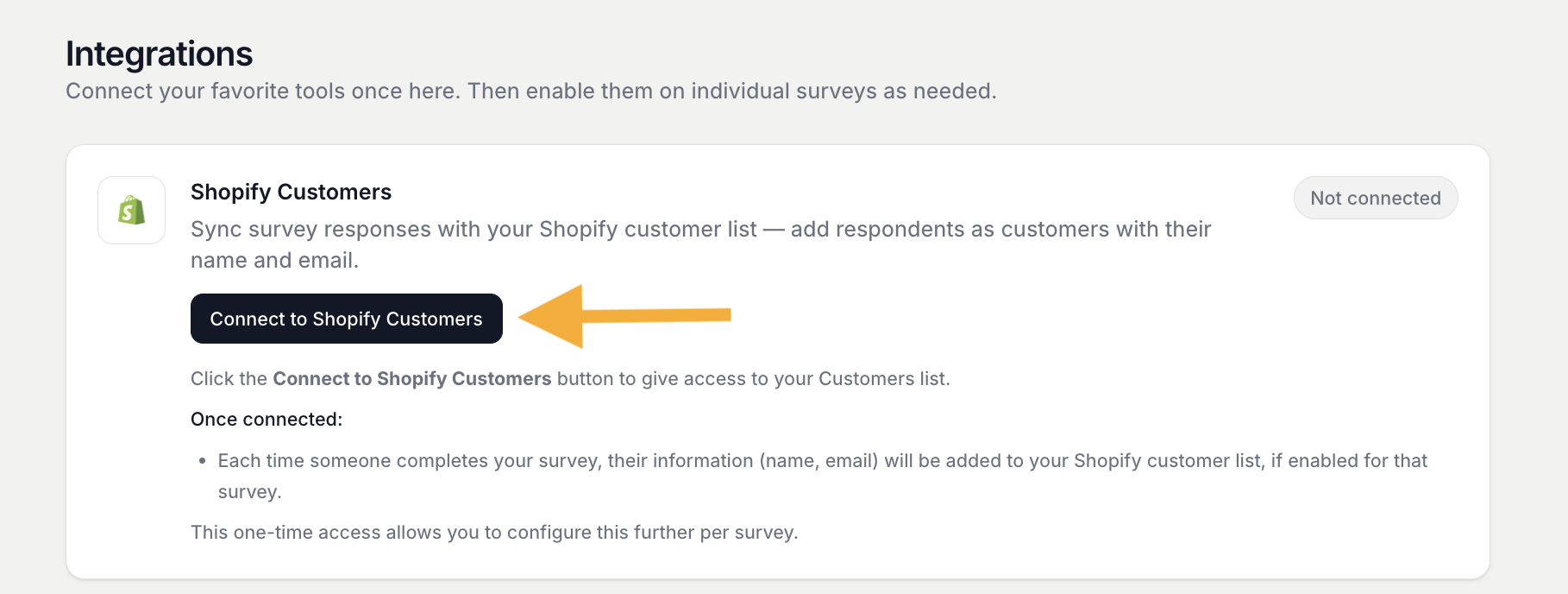 Shopify Customers Integration