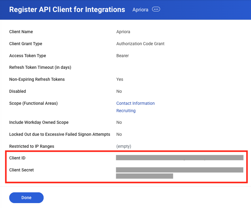 Workday - Register API Client