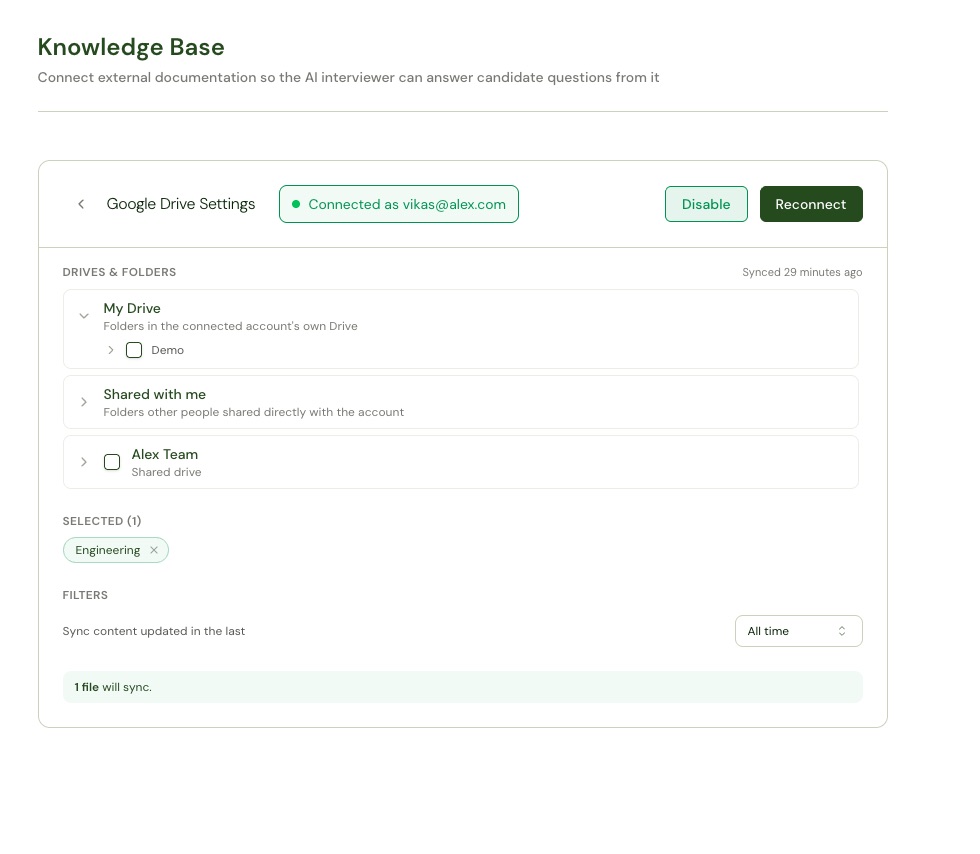 Google Drive folder tree expanded to show a subfolder