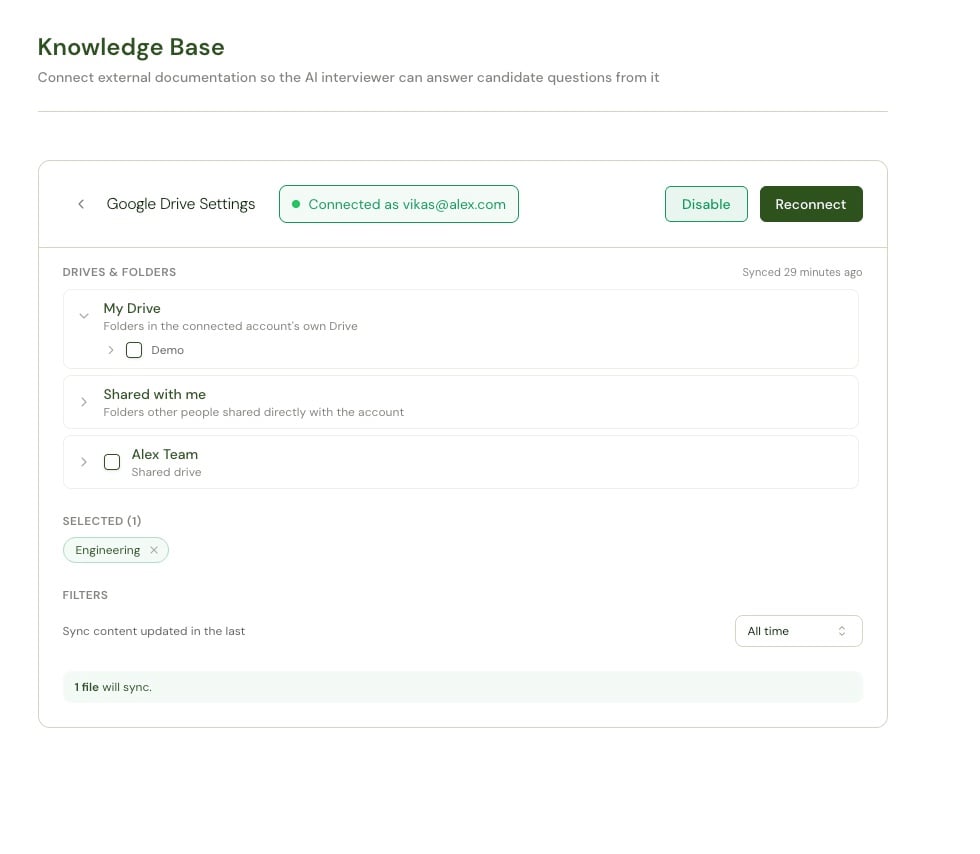 Google Drive folder tree expanded to show a subfolder