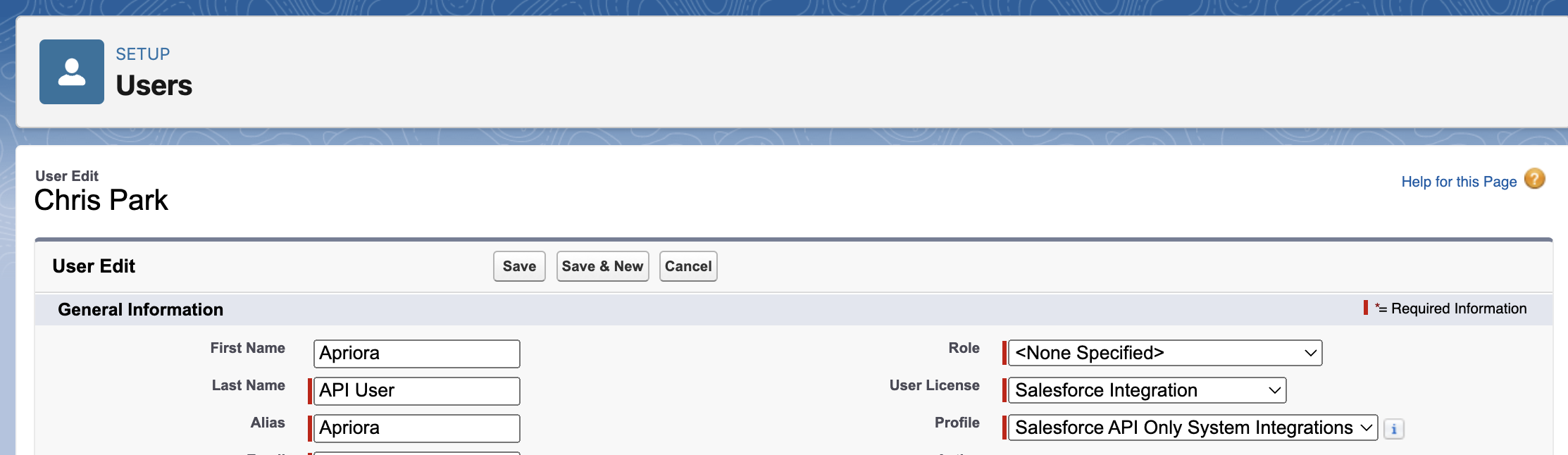 Salesforce Api User Pn