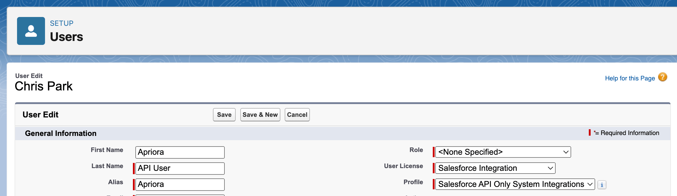 Salesforce Api User Pn