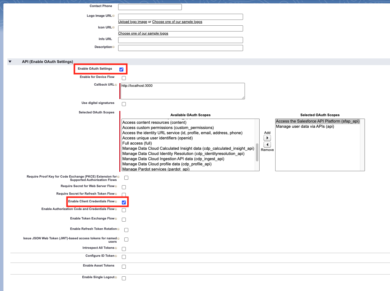 Salesforce Integration Settings Pn