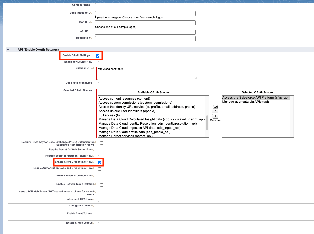 Salesforce Integration Settings Pn