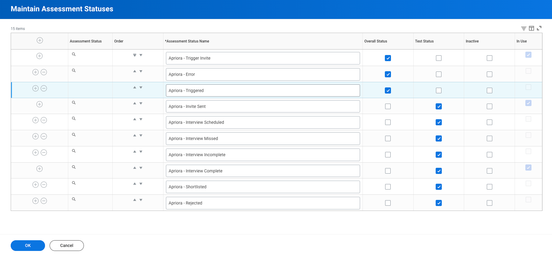Workday - Assessment Statuses