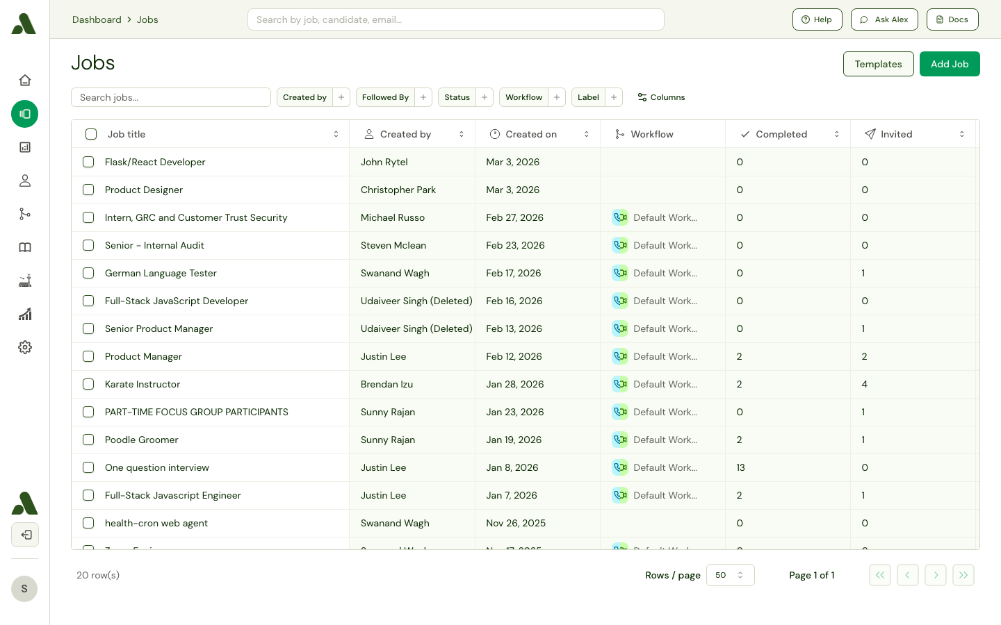 Jobs page