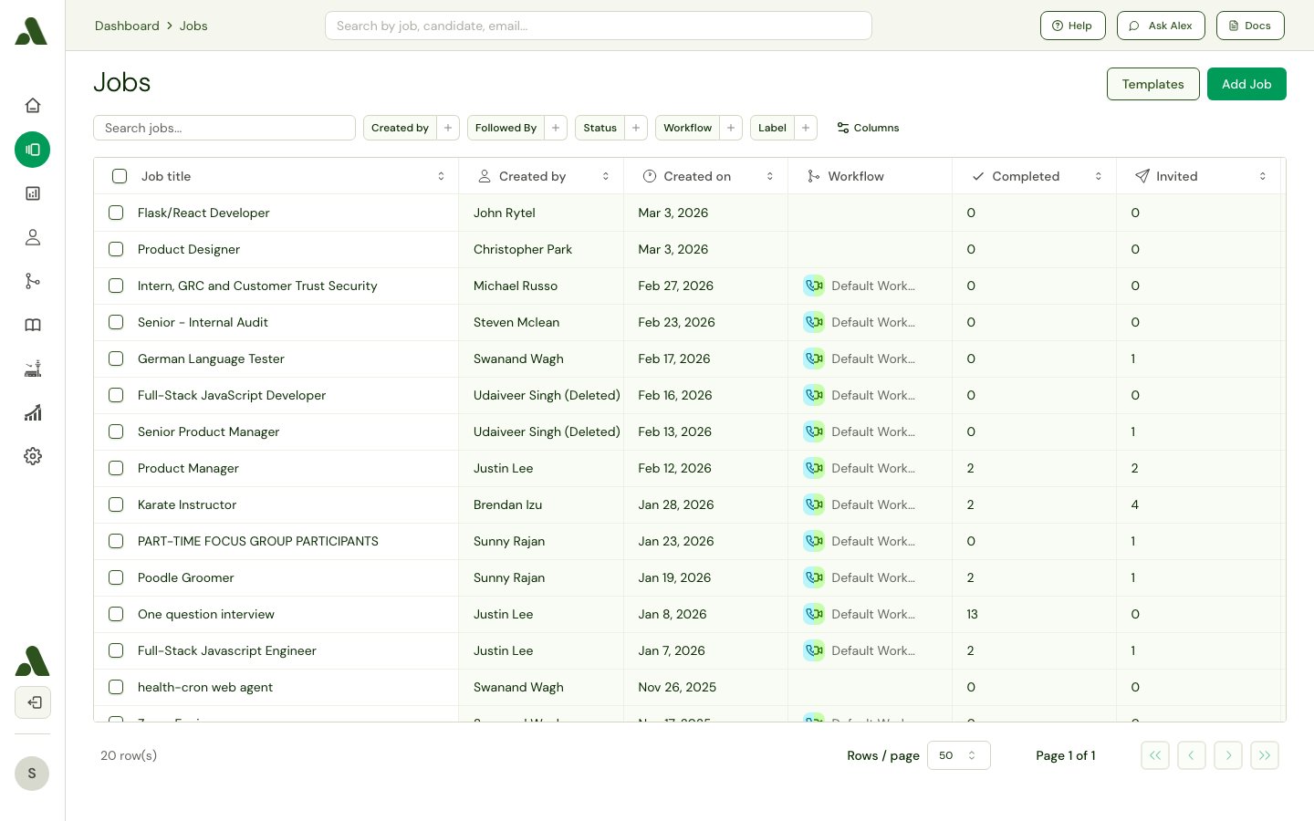 Jobs page