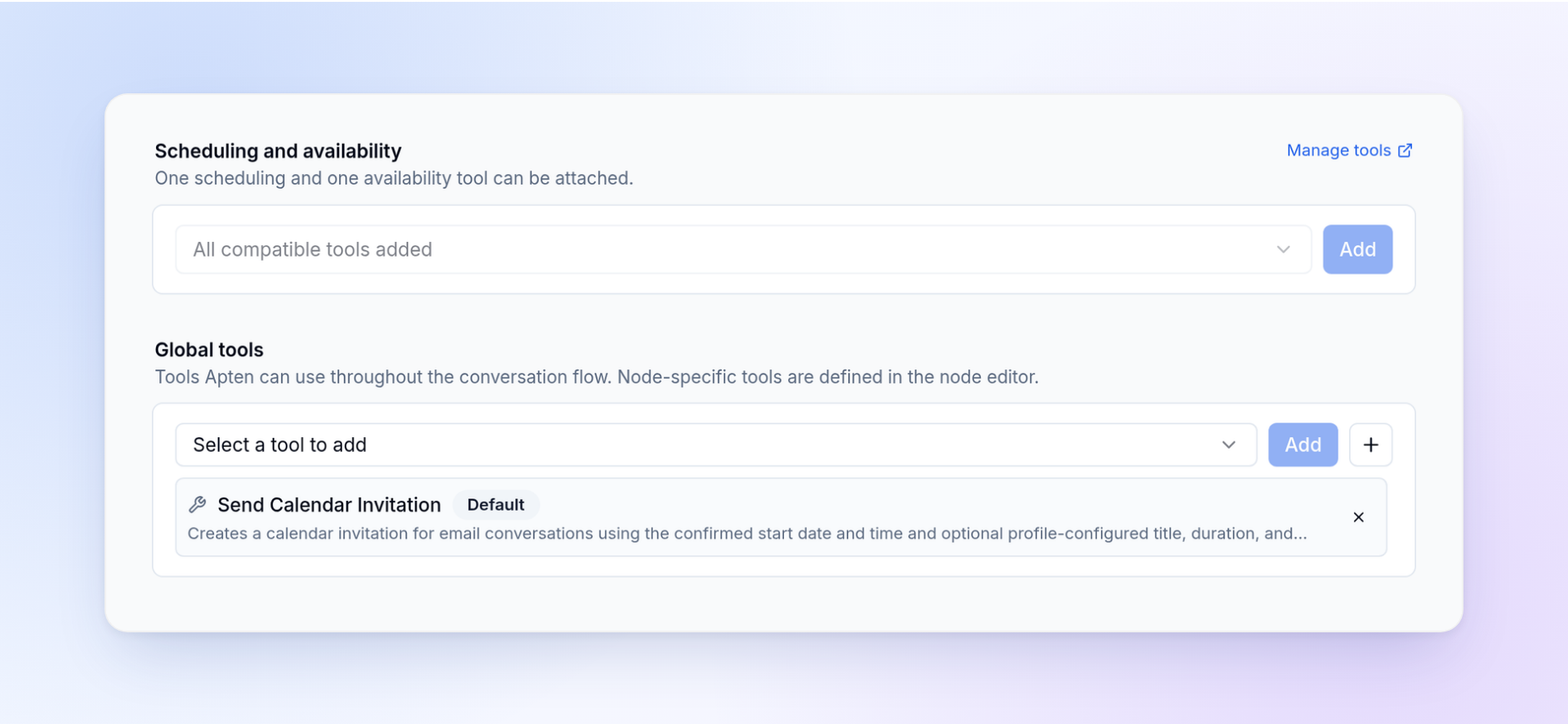 Send Calendar Invitation added under Global tools