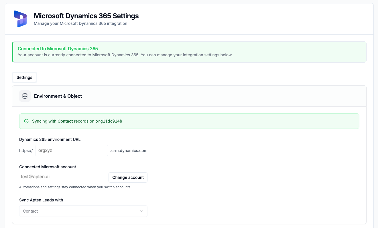 Change Dynamics 365 account