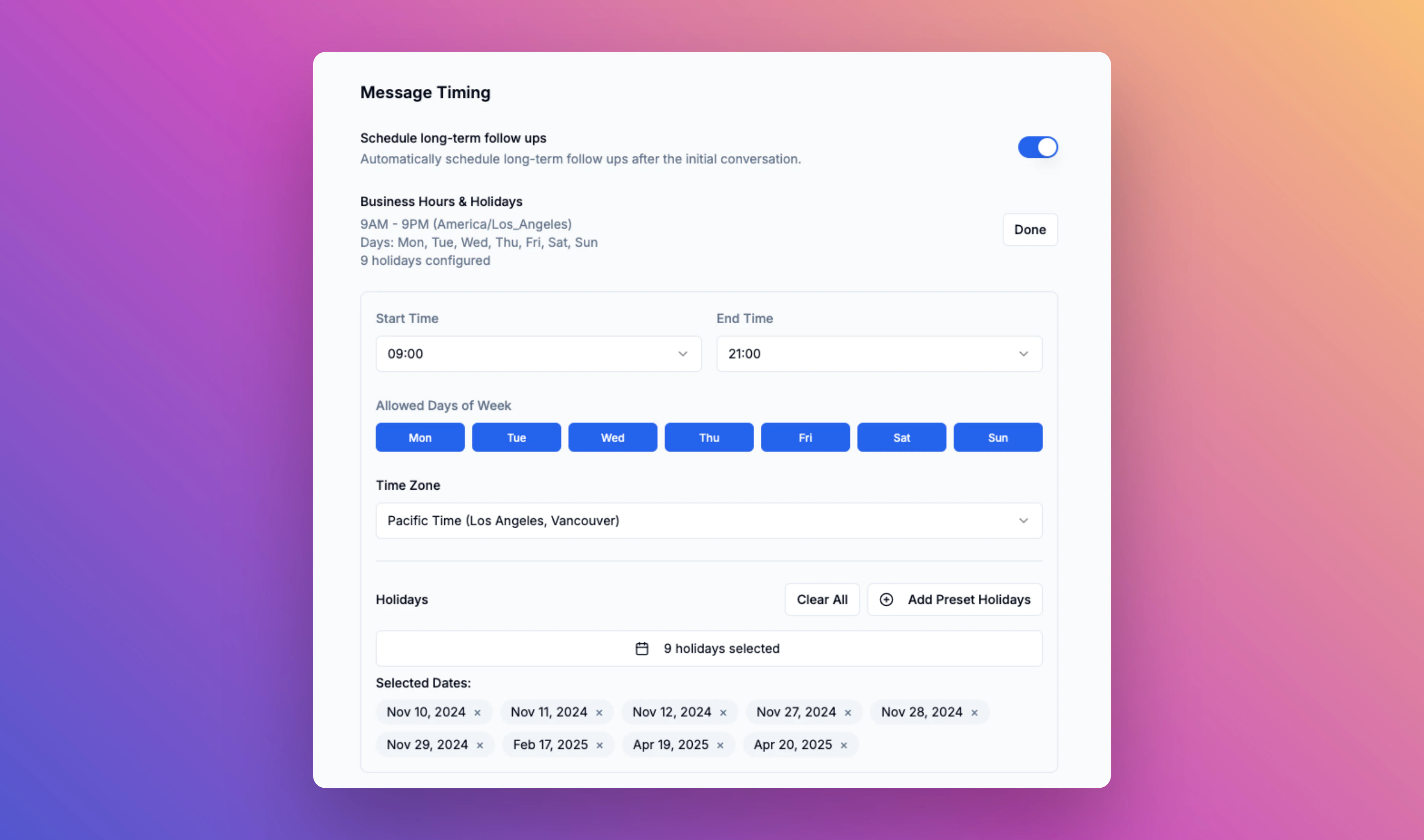 Follow-up Day Selection UI