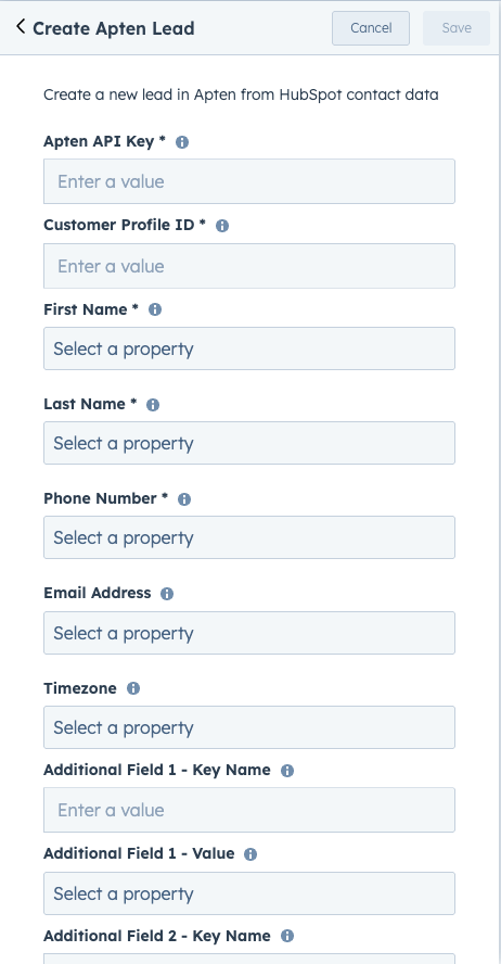 Apten Action Configuration