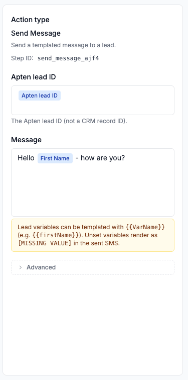 Send Message step