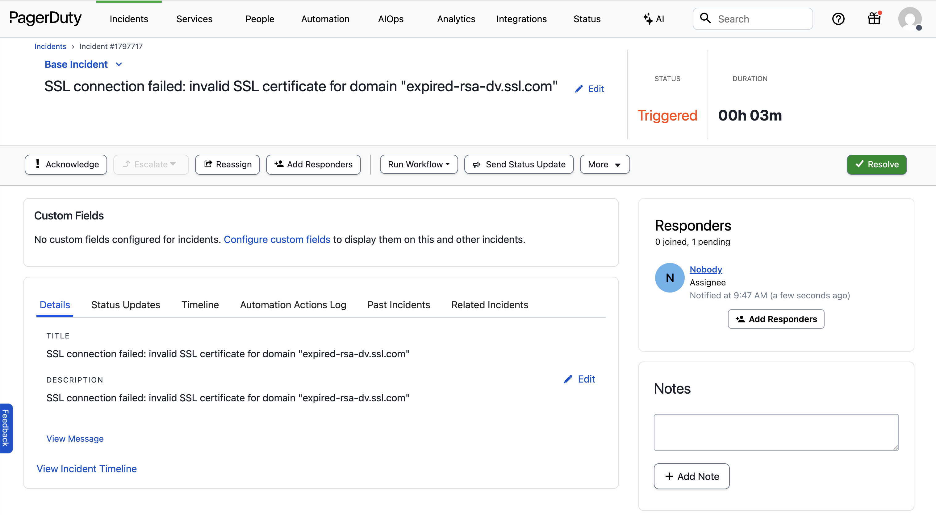 PagerDuty SSL Alert