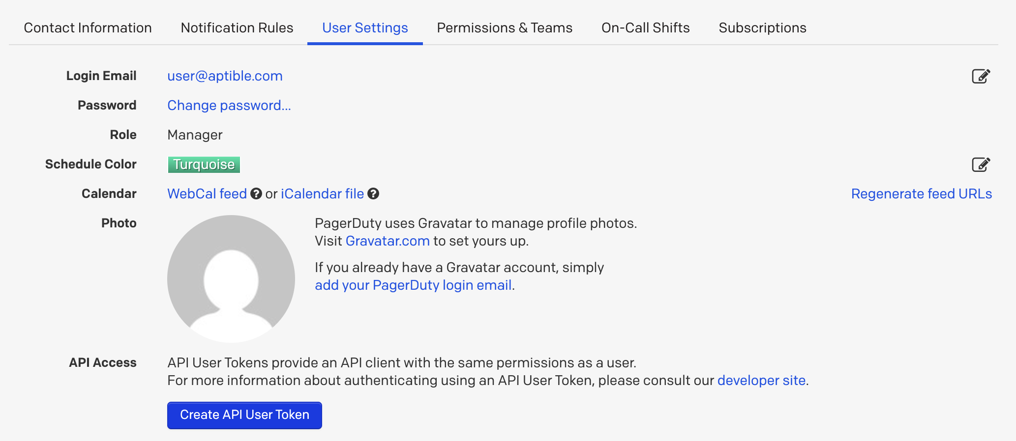 PagerDuty User Settings