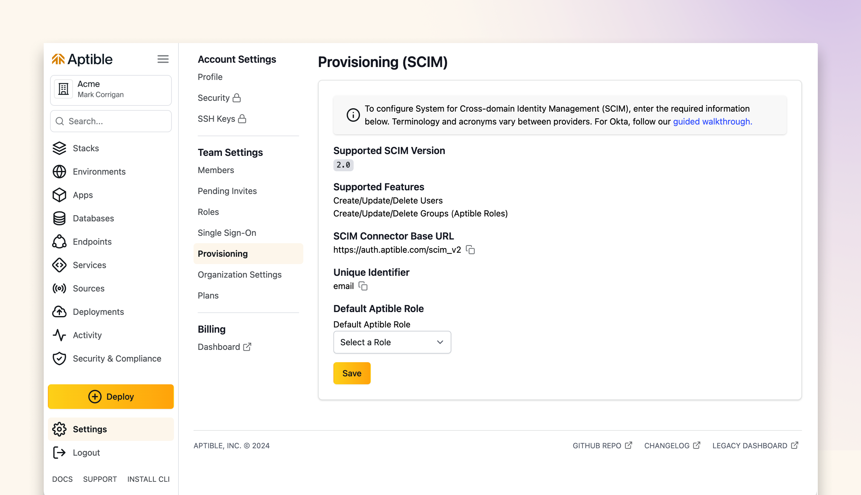 Provisioning (SCIM) - Aptible