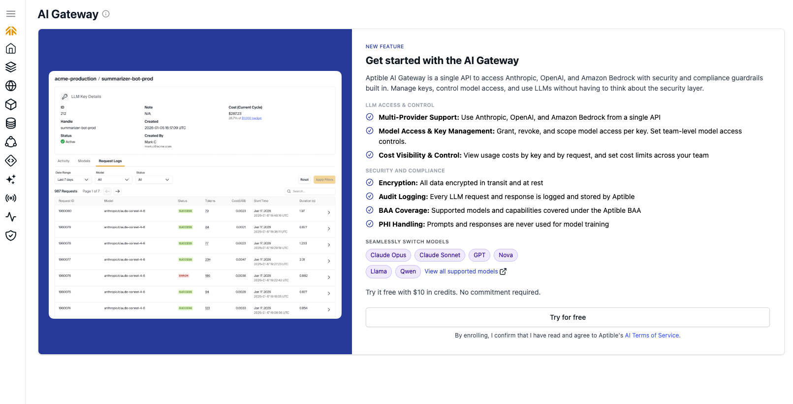 AI Gateway Dashboard
