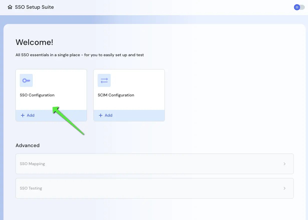 SSO Setup Suite Entry