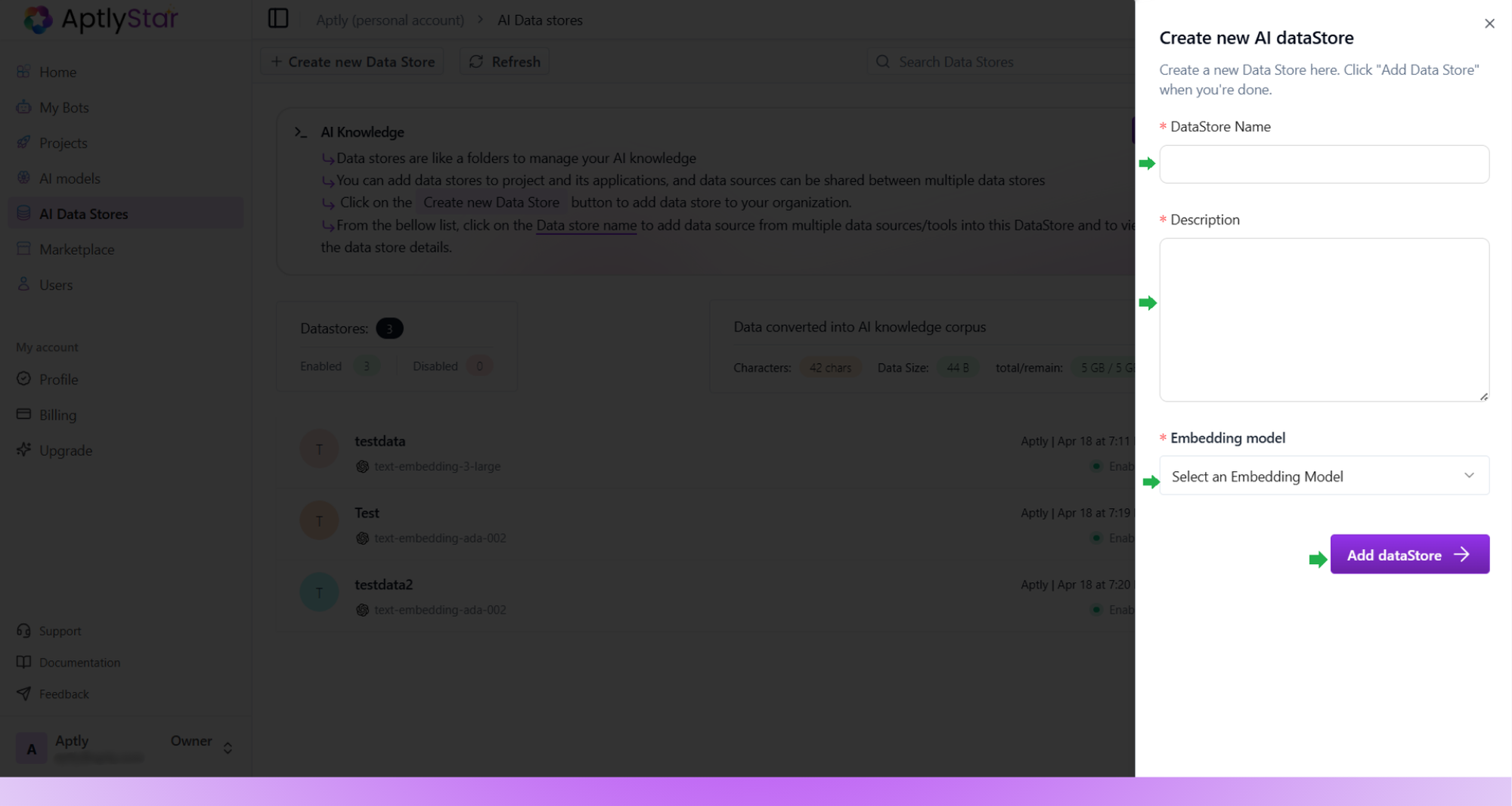 Datastore Details Form