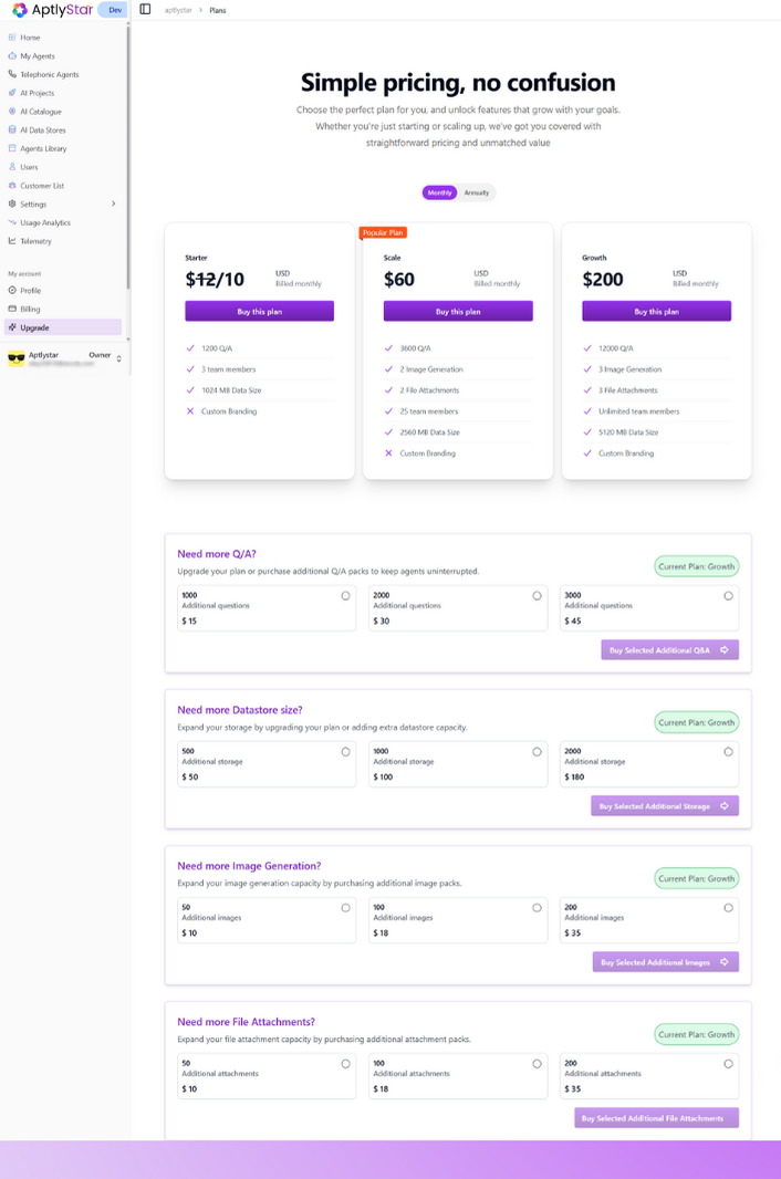 Upgrade Monthly Pricing
