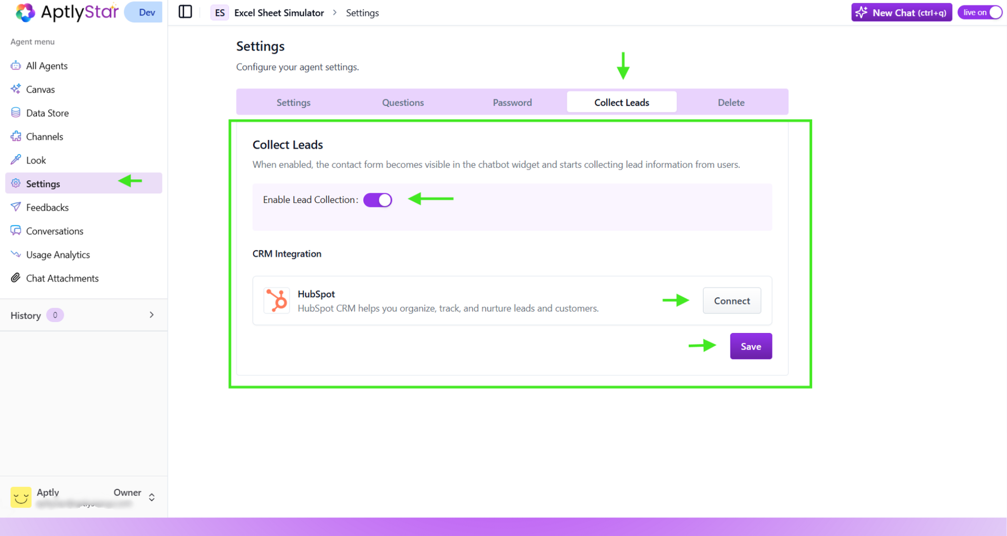 Connecting HubSpot integration