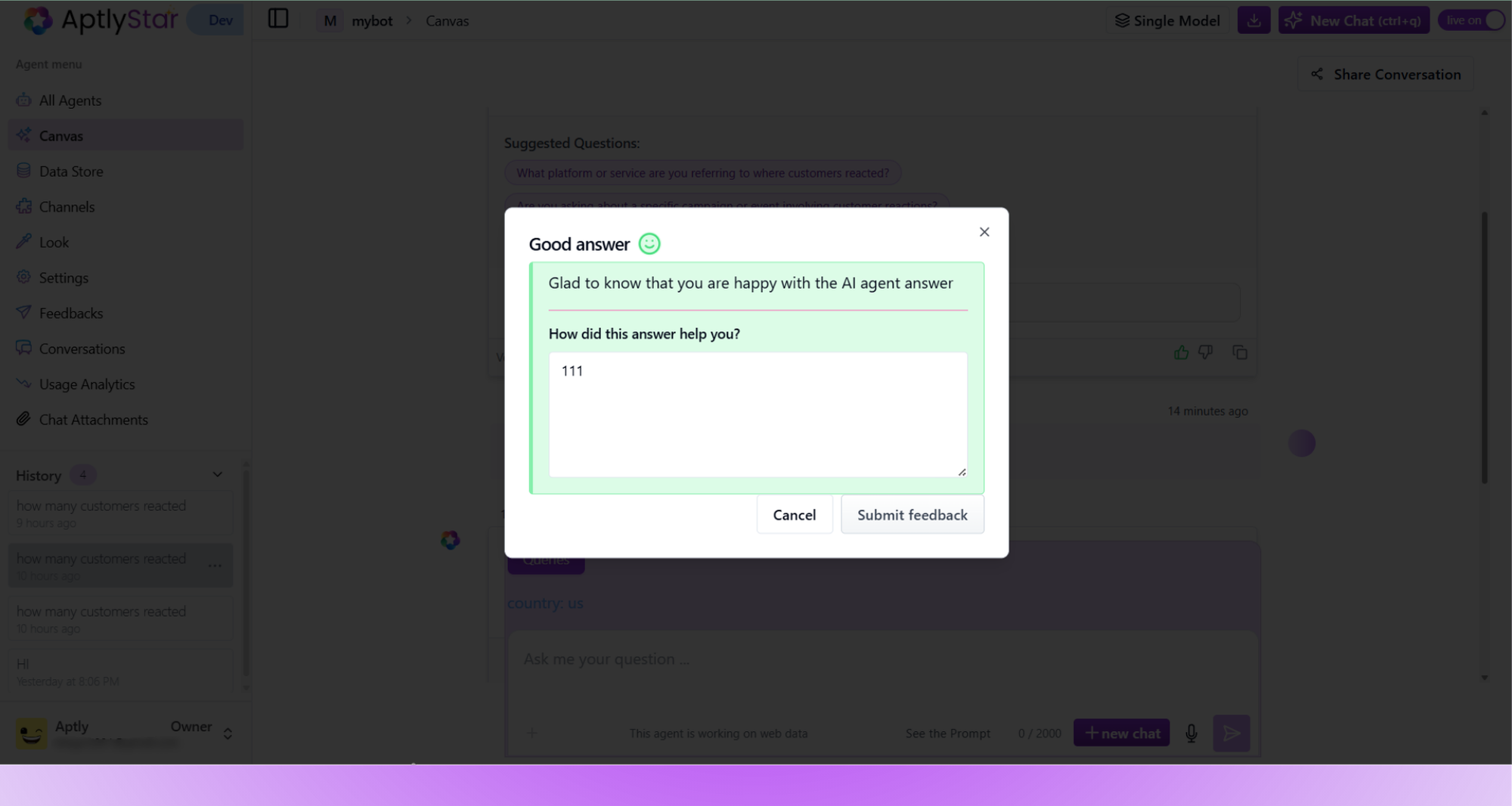 Comment box after feedback