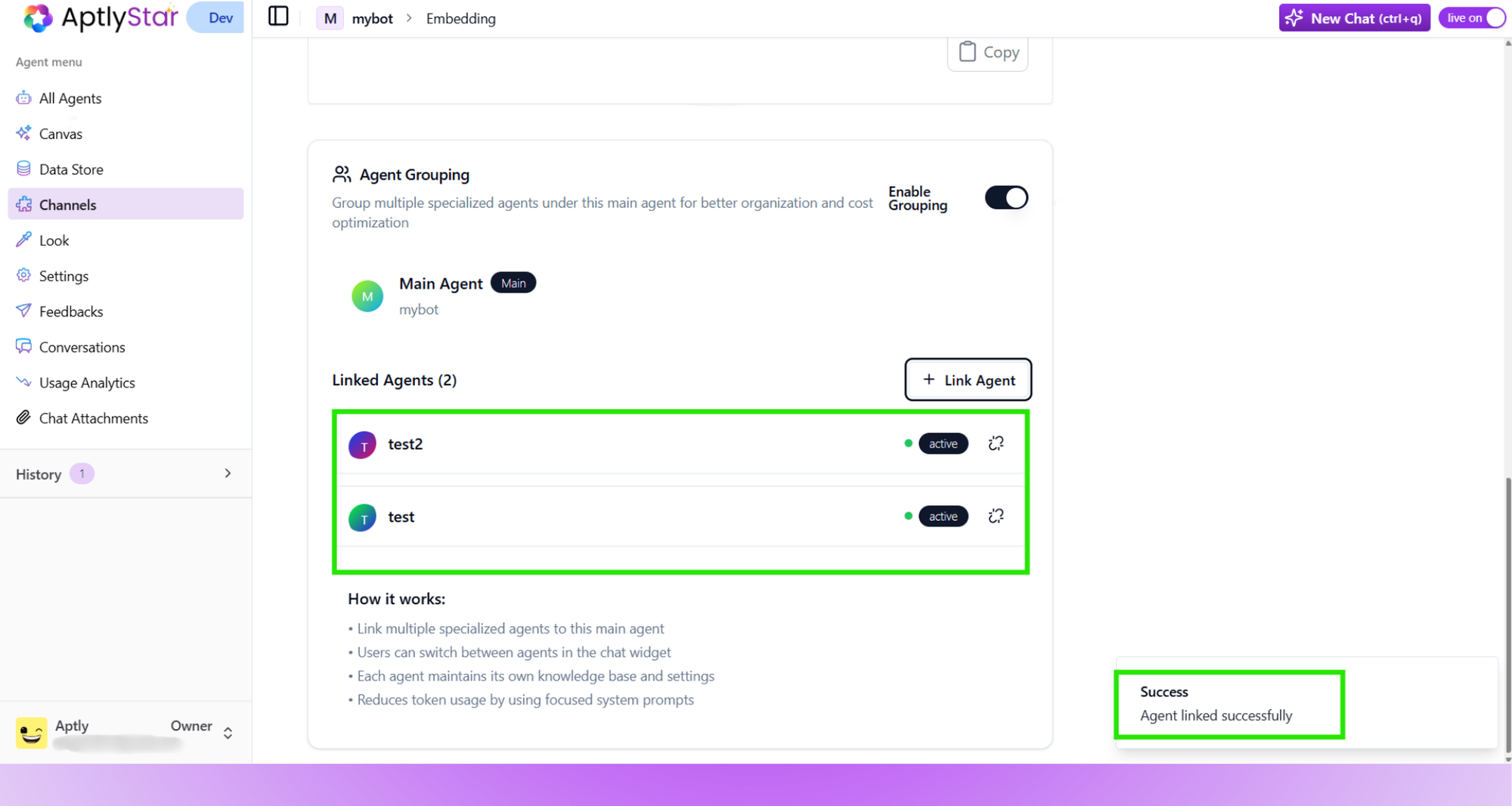 Success: Agents added to the group successfully
