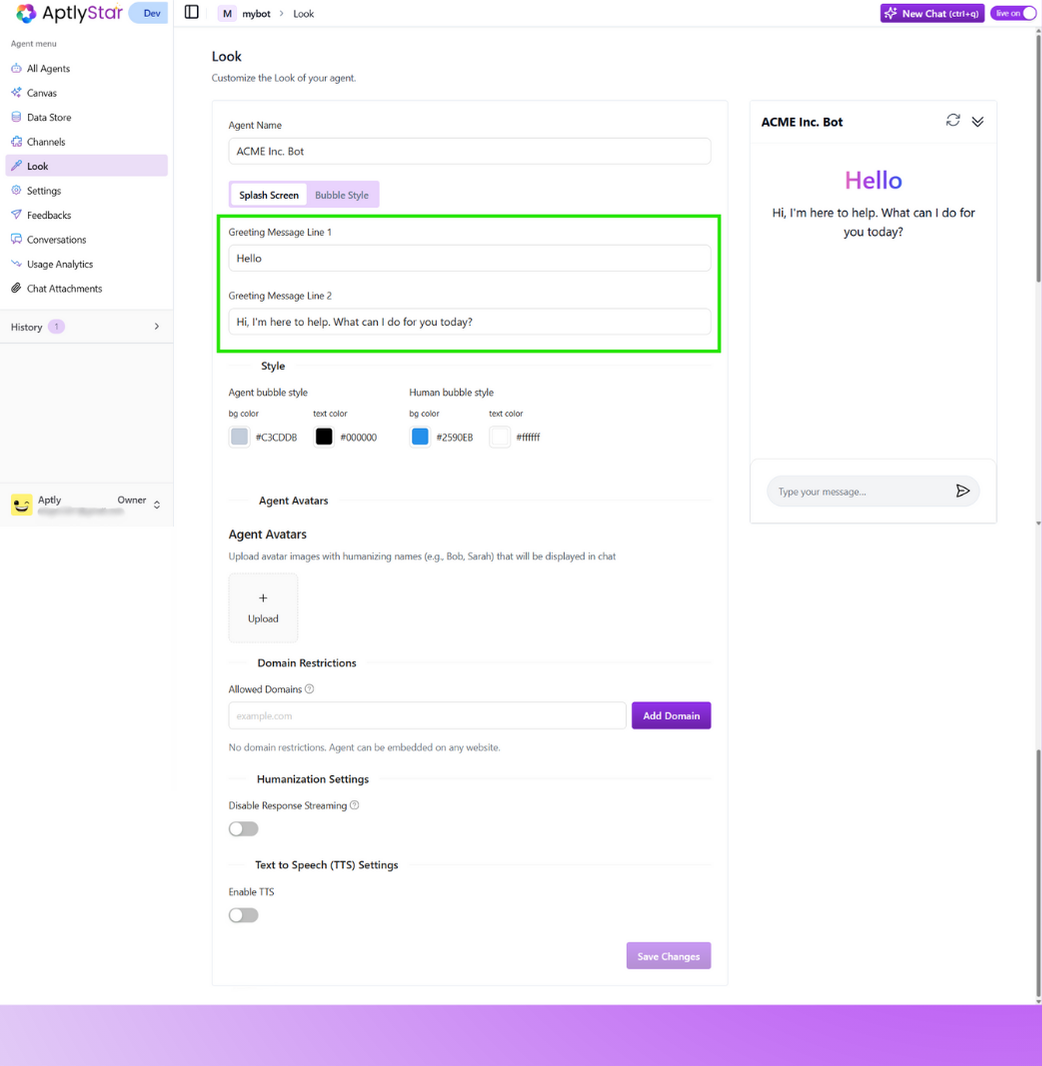 Edit Greeting Messages