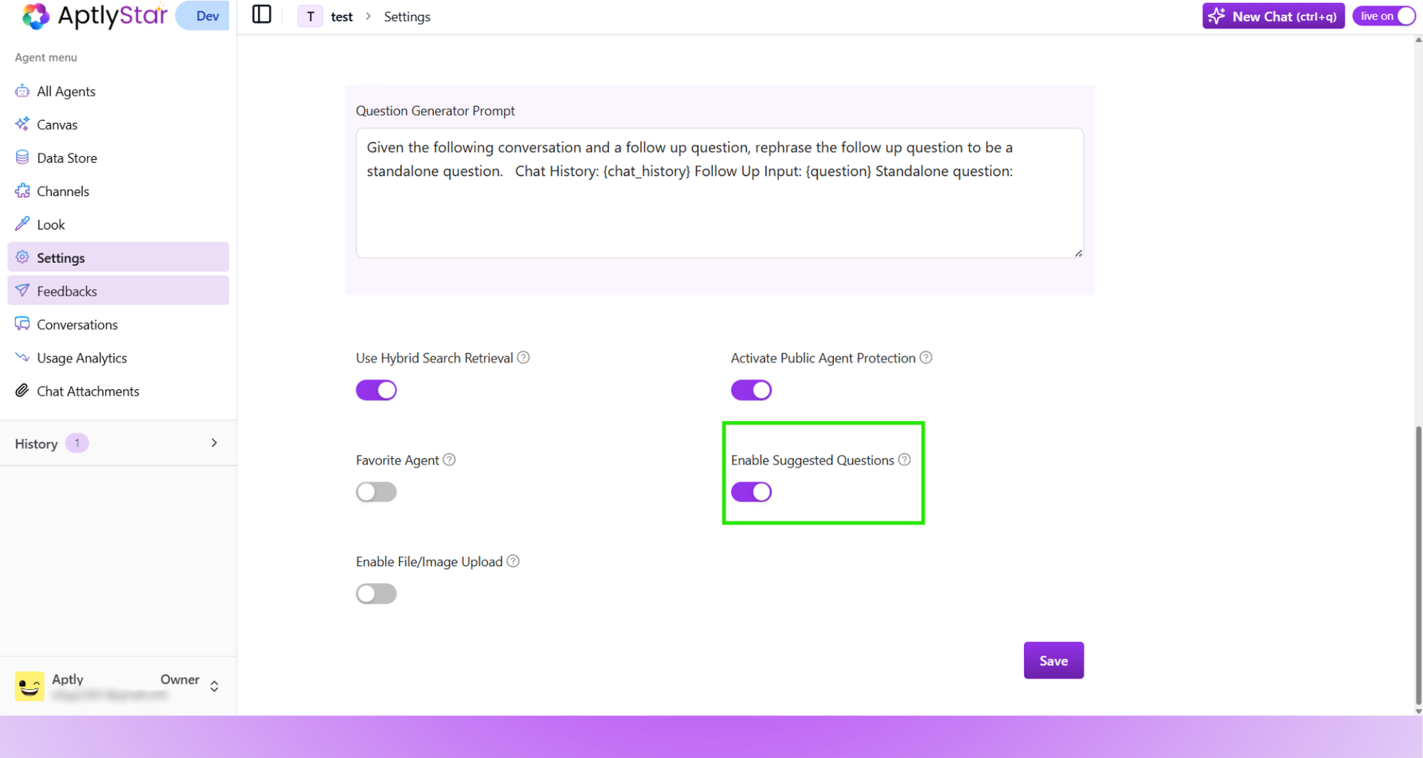 Enable Suggestions in Settings