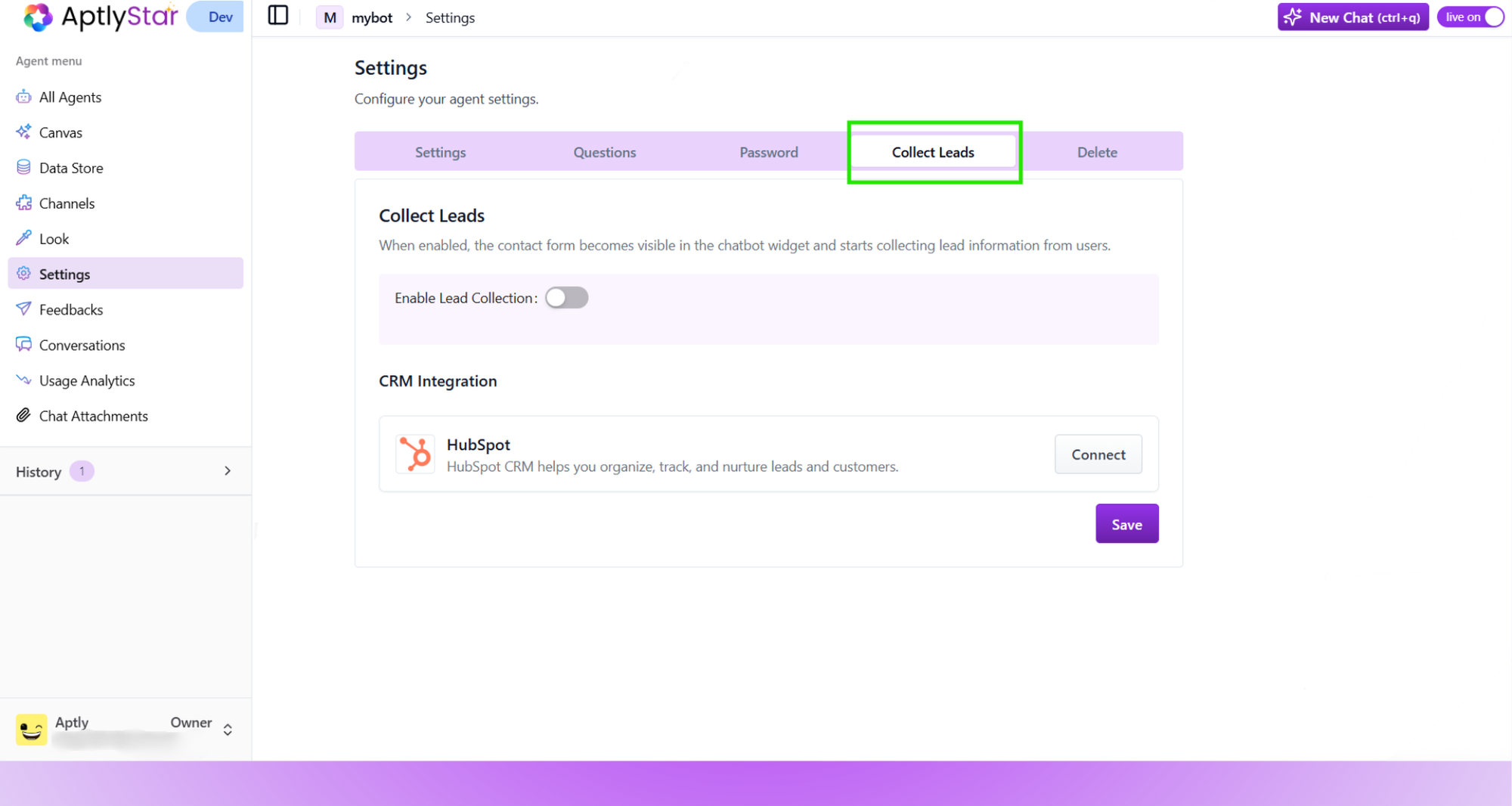 Lead Collection Toggle