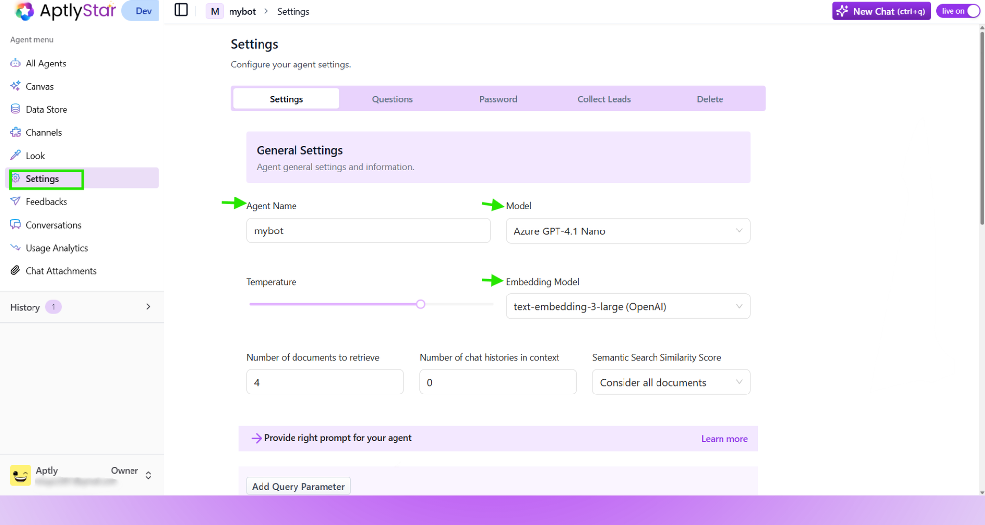 Settings - AptlyStar.ai Documentation