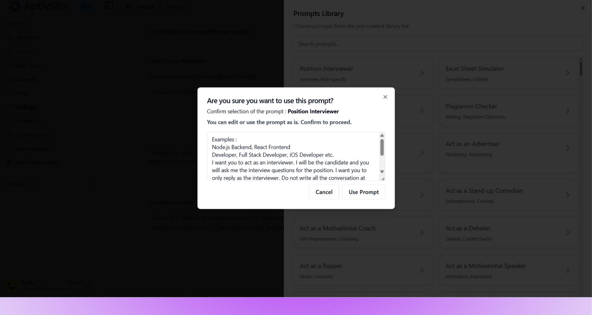 Prompt Confirmation Dialog