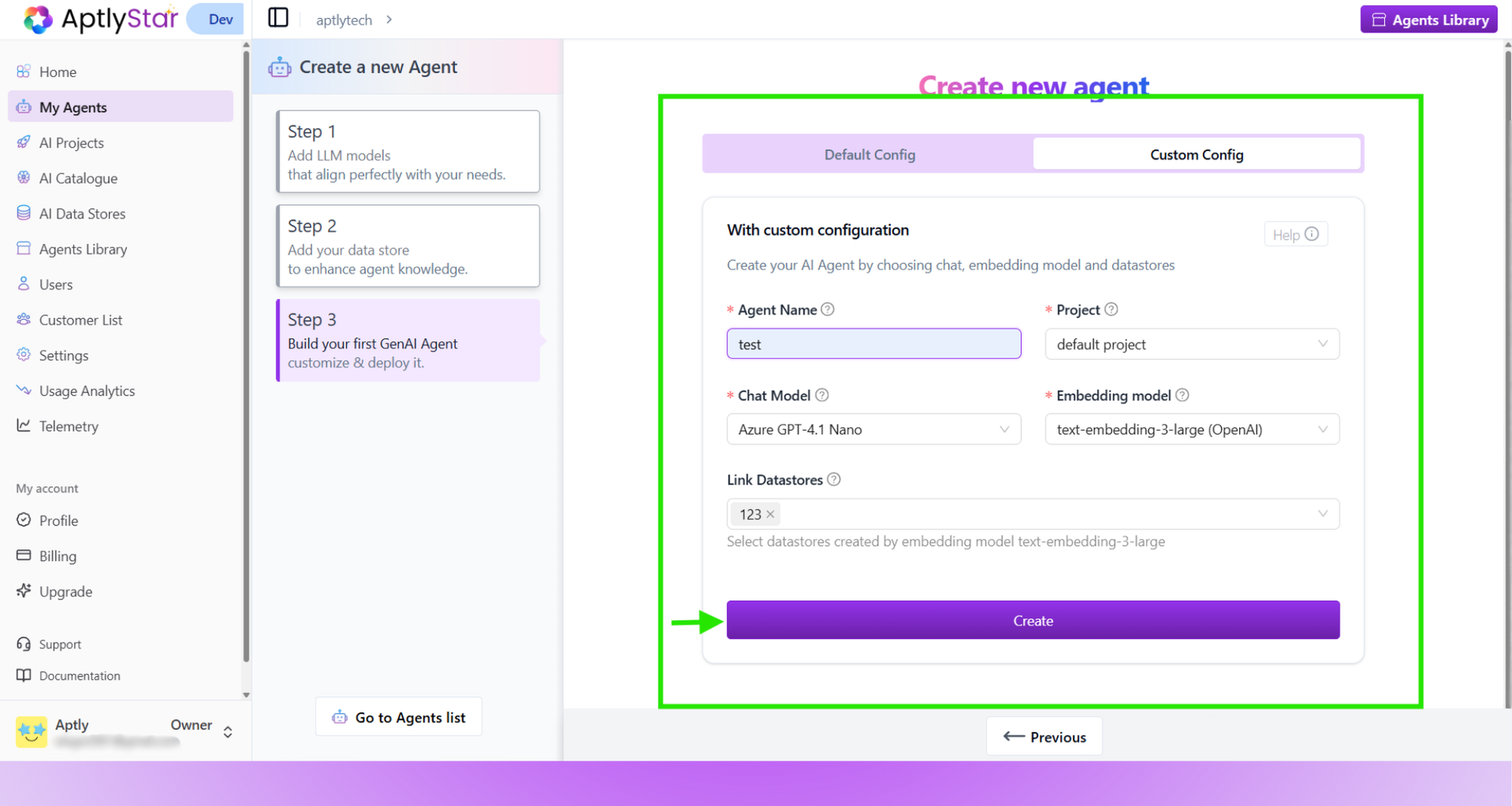 Custom Config Agent Creation