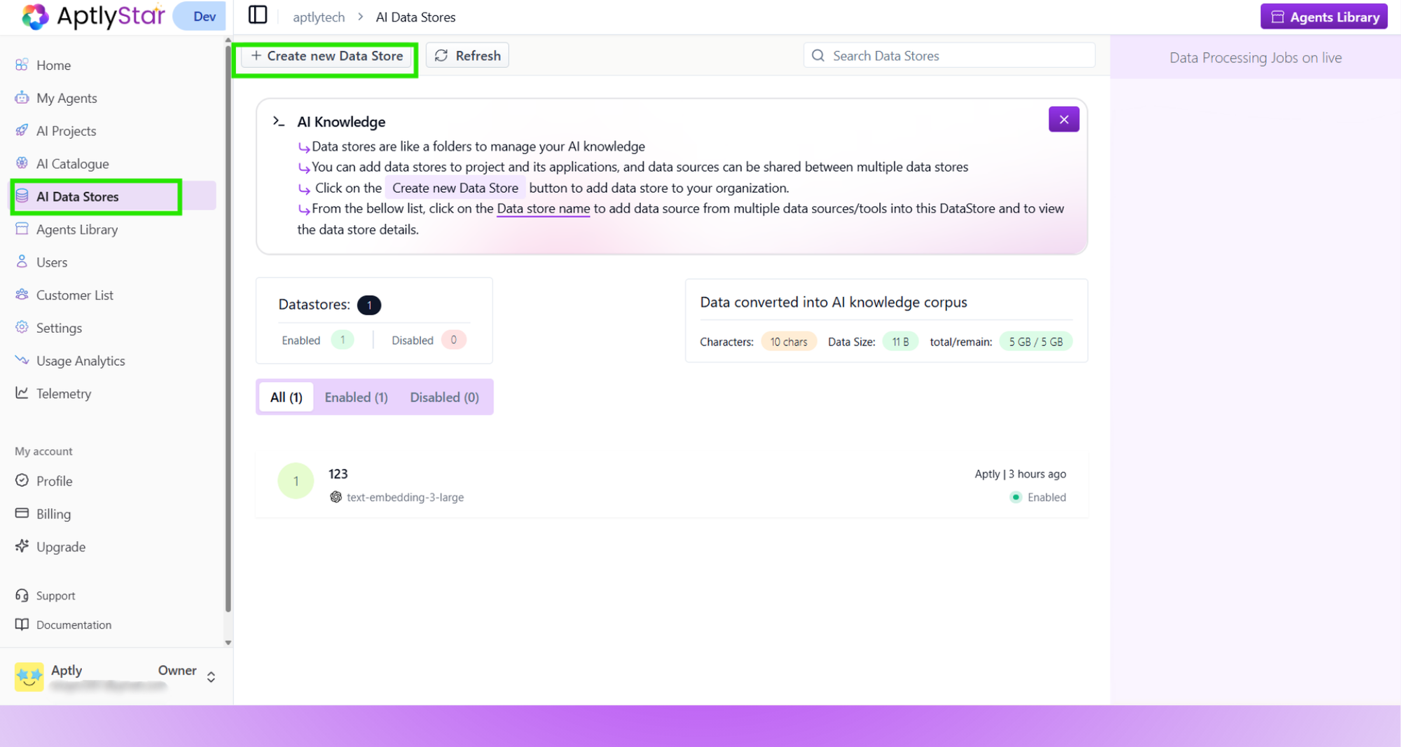 Add New Datastore Button
