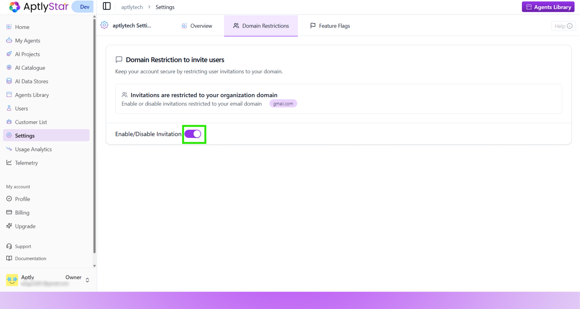Domain Restriction Setting