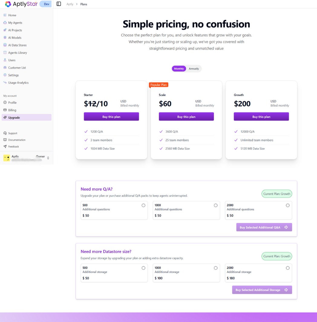 Upgrade Monthly Pricing
