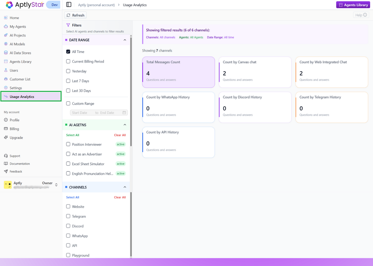 Organization Usage Analytics view
