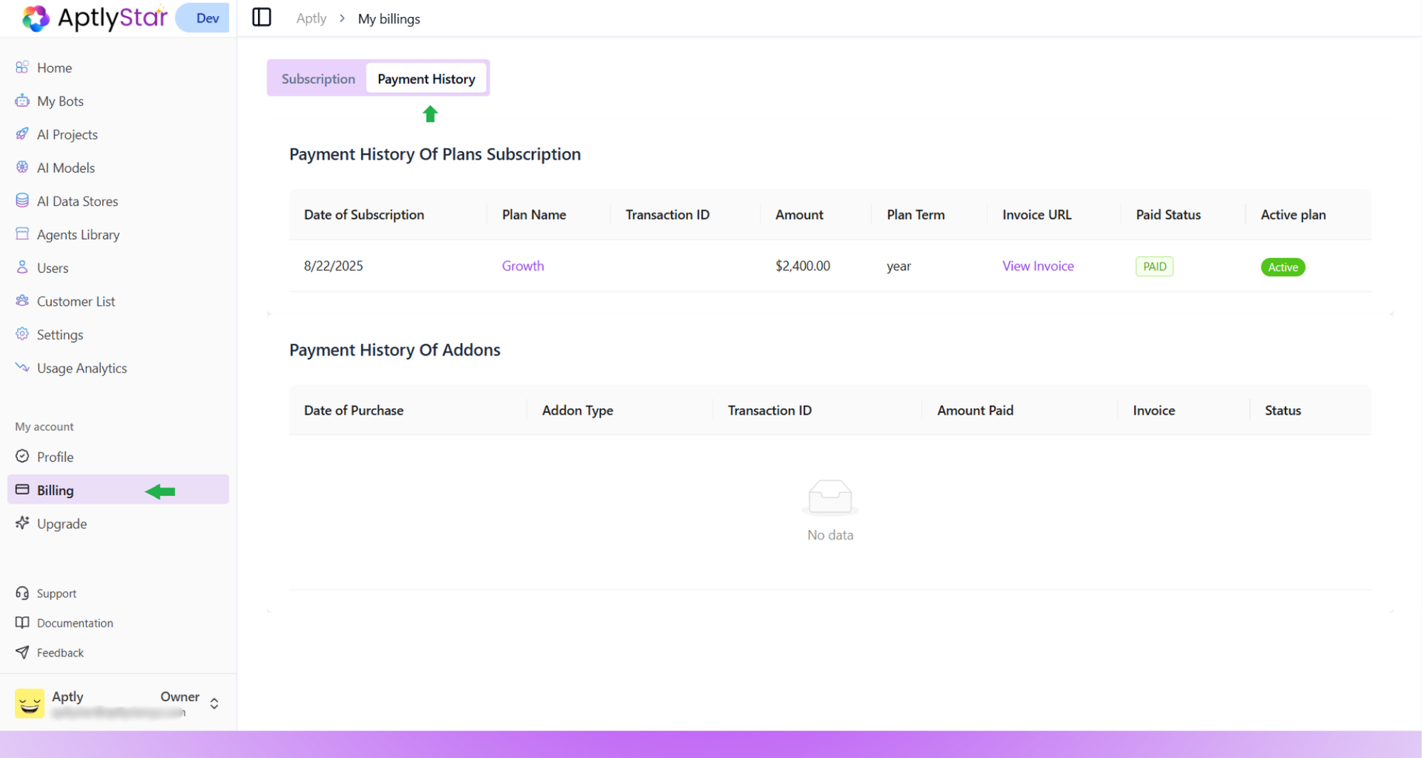 Billing: Payment History Records