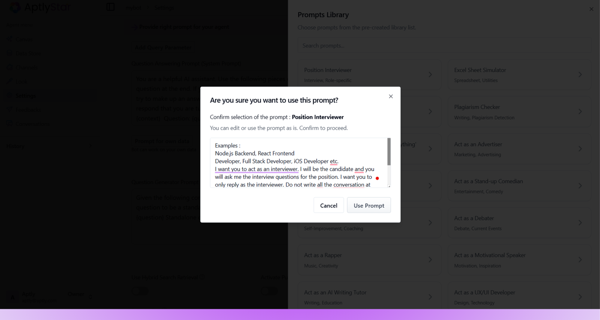 Prompt Confirmation Dialog